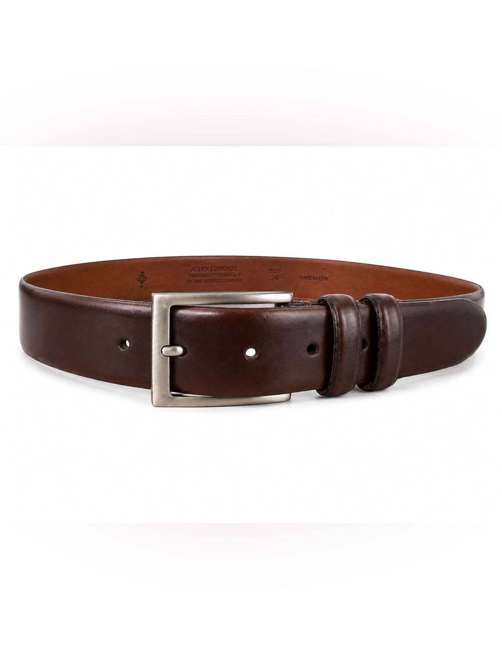 Joseph Abboud Brown Leather Men's Belt with Silver Buckle